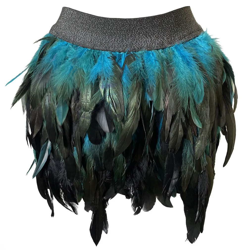 

Exotic Feather Skirt Luxury Women Carnival Rave Wear Nightclub Bar Dancer Clothes Summer Sexy Samba Dress