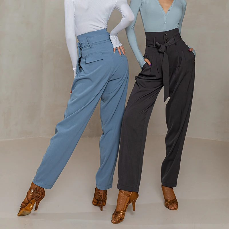

2023 Latin Dance Pants For Women Men Dance Costume Black Grey Pants Tango Trousers Modern Chacha Latin Dance Clothes Women