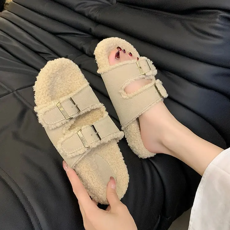 Женские меховые шлепанцы роскошные на платформе плюшевые мягкие дизайнерские