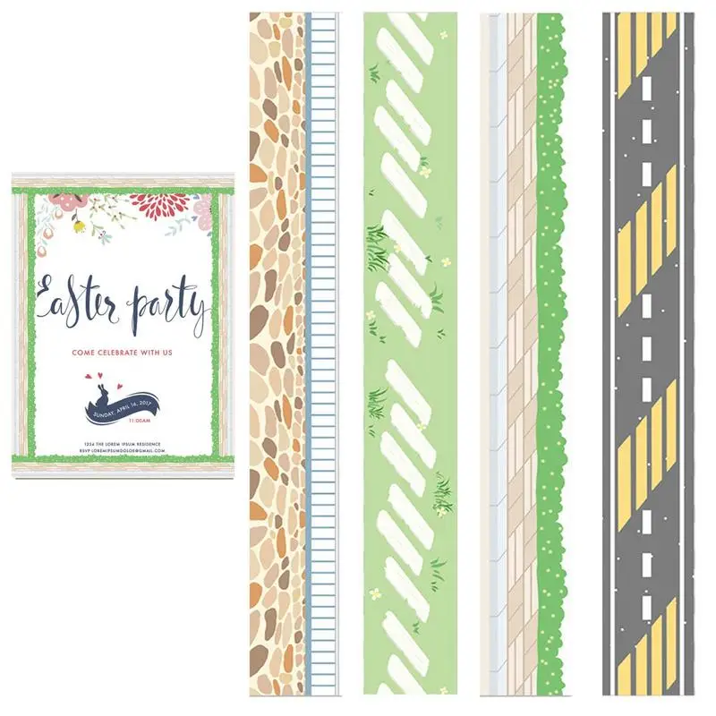 

4 Rolls Colored Landscape Decorative Adhesive Tape Decorative Tape DIY Scrapbooking Sticker For DIY Diary Planner Stationery
