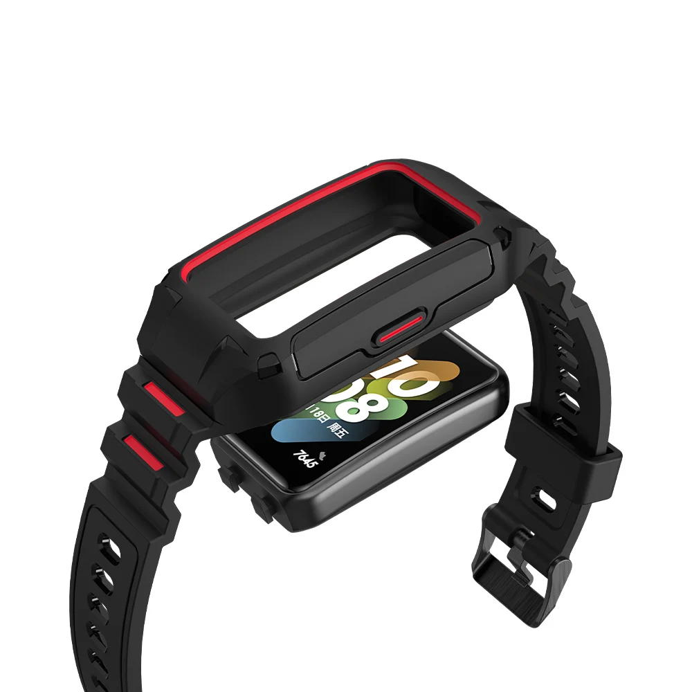 Ремешок Sikai + чехол из ТПУ для часов Huawei Band 7 с полной рамкой защита экрана ремешок