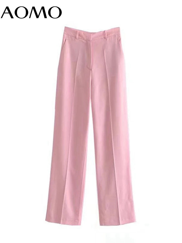 

Женские Длинные Костюмные брюки AOMO, розовые элегантные офисные брюки с карманами, модель 3H287A, 2022