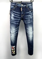 springsummer new dsquared2 jeans menwomen fashion three dimensional cut stitching pants type washed hole patch 601