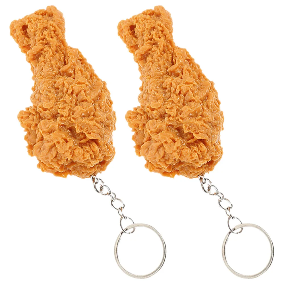 

2 Pcs Car Keychain Pendant Small Food Pendants Fries Hanging Pvc Simulation Miss