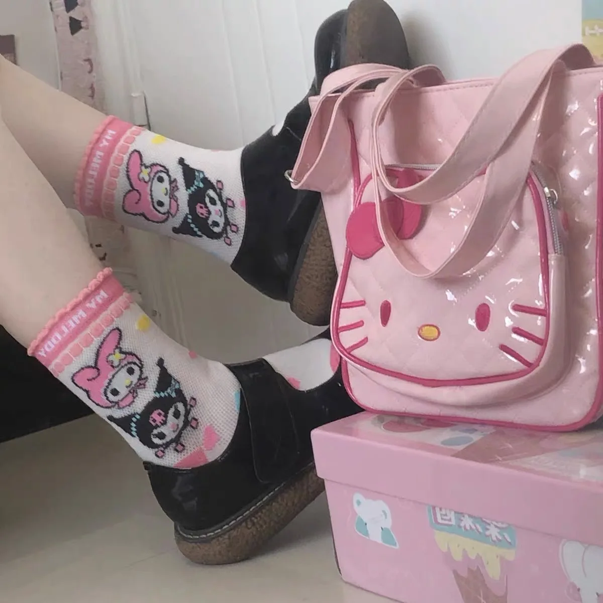 

Японские носки Kulomi, носки с мультяшным принтом, милые студенческие носки Jk, мягкие женские носки в стиле "Лолита", женские розовые кавайные ж...