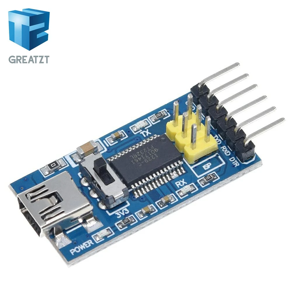 Фото Базовый модуль-адаптер FTDI FT232RL USB-TTL для Arduino, преобразователь последовательного интерфейса, 3.3В/5В, с переключателем FT232 №3