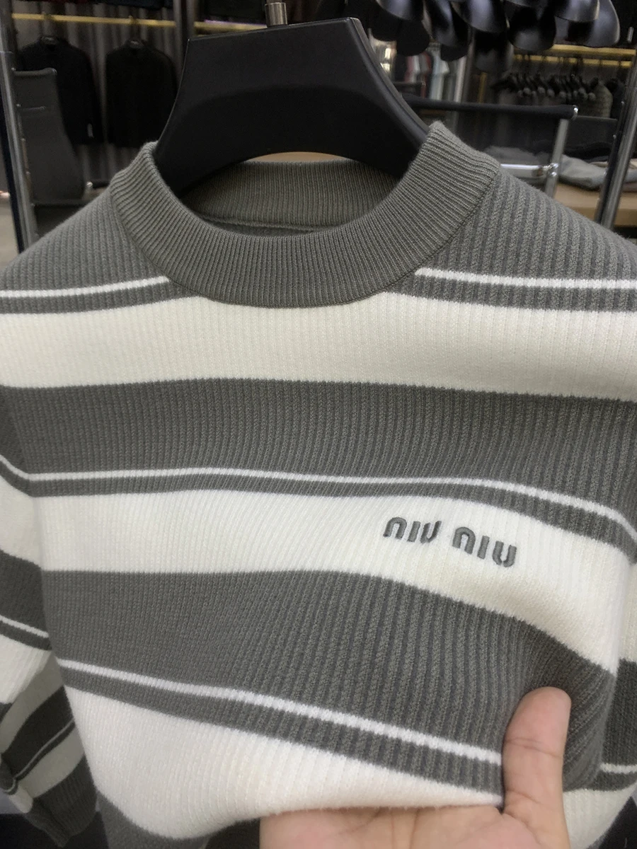 High-Grade Chenille Elastic Base Sweater Men's Knitted Bottoming Shirt Half-high Collar Horizontal Stripes Inner wear Top Winter