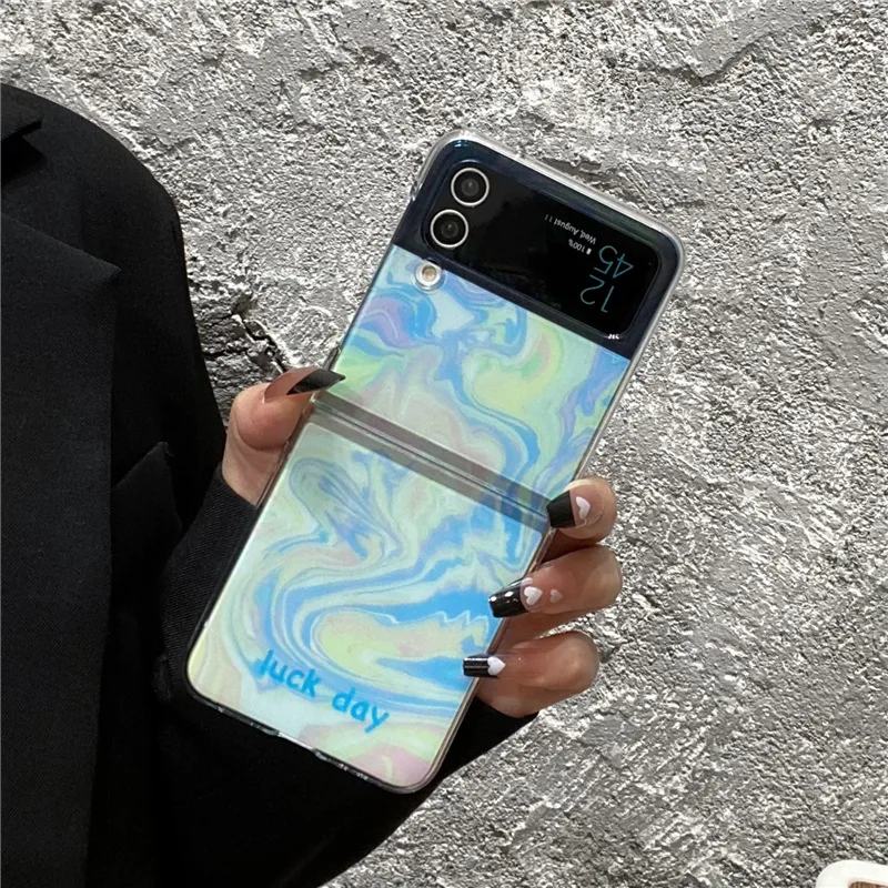 

Blue Ink Chains Phone Case for Samsung Galaxy Z Flip 5 4 3 Protective Back Cover for ZFlip3 ZFlip4 ZFlip5 Case Shell