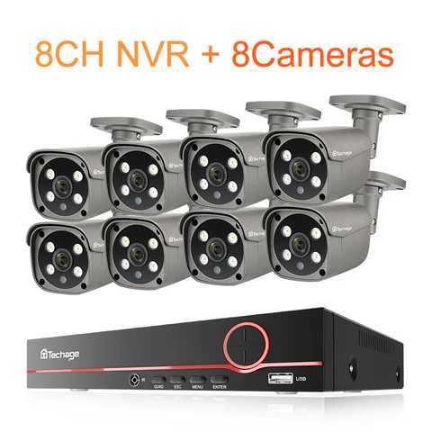 IP-камера Techage HD 5 Мп H.265, система видеонаблюдения, 8 каналов, POE, NVR, уличная Водонепроницаемая камера видеонаблюдения, P2P, аудиозаписывающее устройство