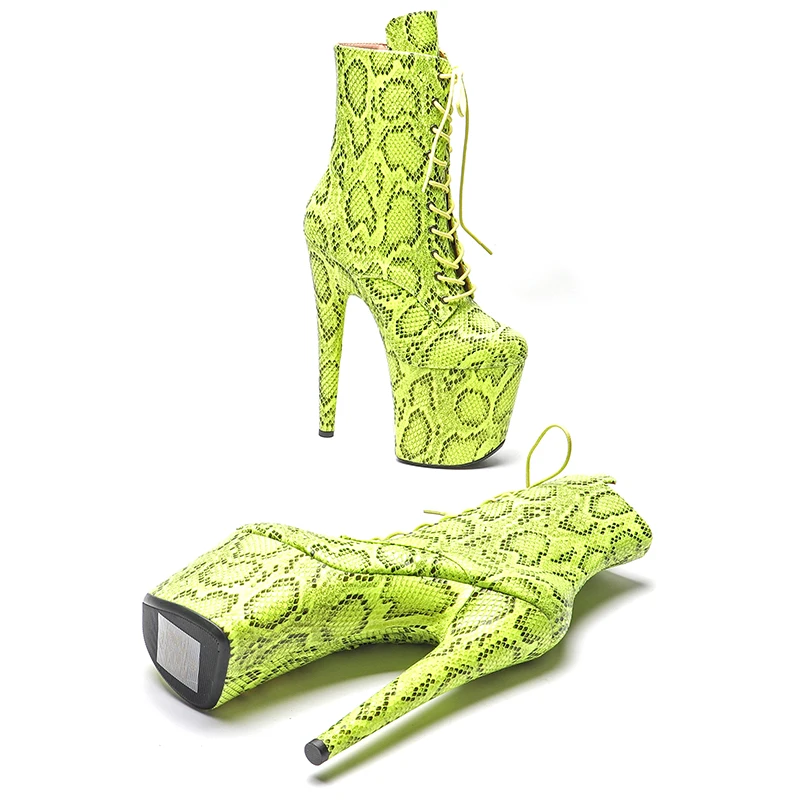 Leecabe 20CM/8inch Snake PU upper Exotic fashion trends high heel platform Pole Dance boot