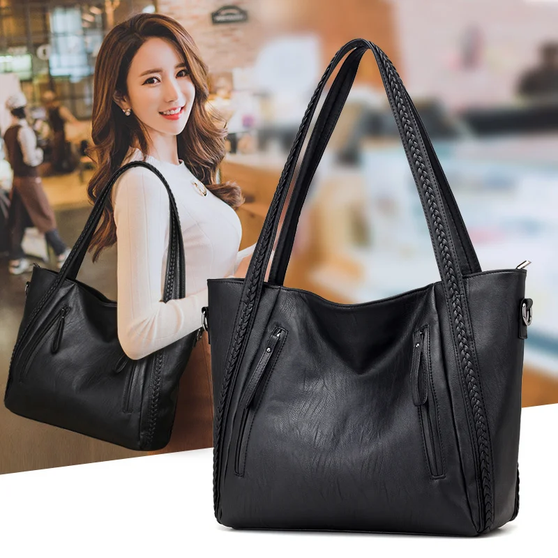 

2023 brand high quality soft leather large pocket casual handbag women's handbag shoulder bag large capacity handbag