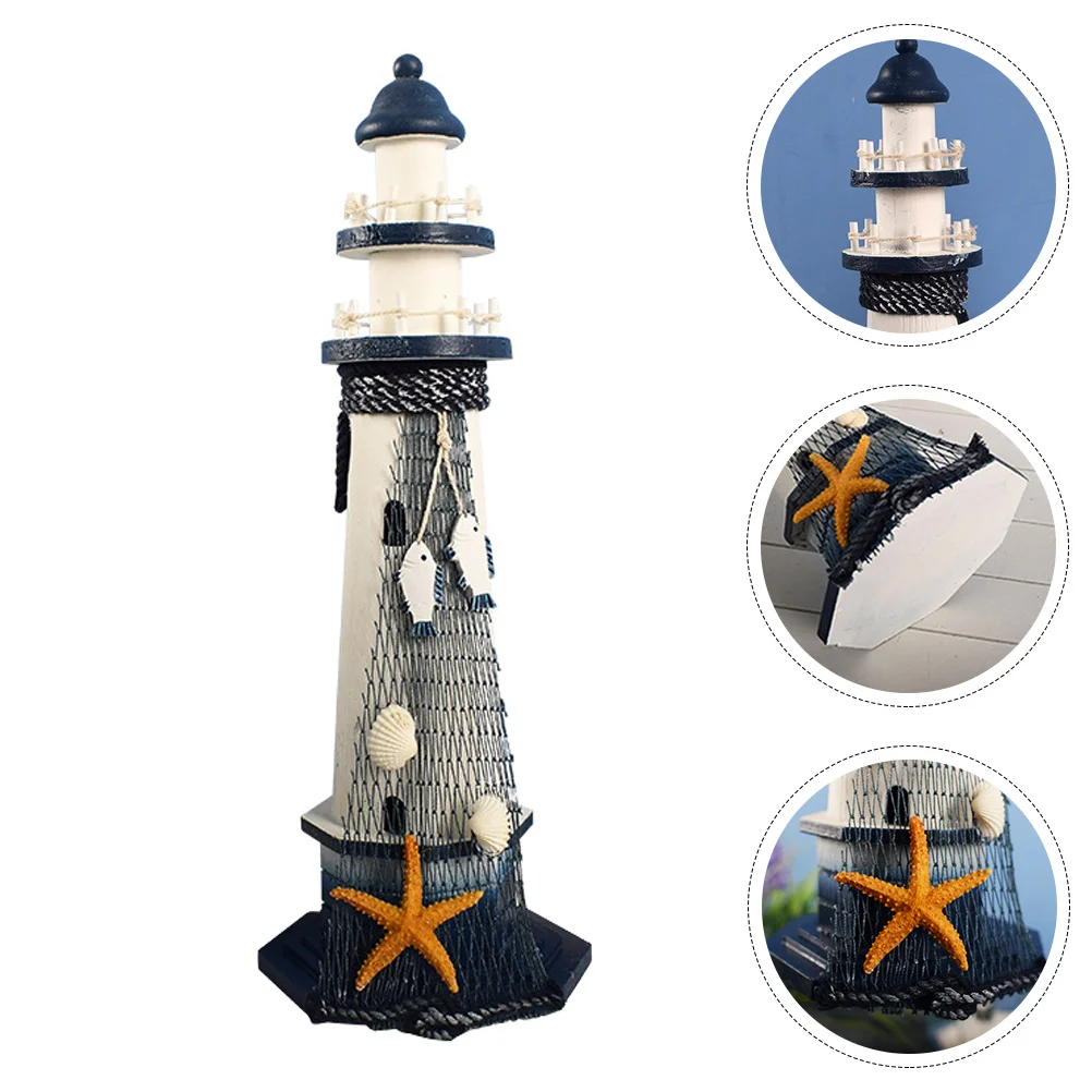 

Lighthouse Decor Nautical Wooden Year Gifts Girl Old Mediterranean Ornament Beach Statue Ornaments Tabletop Desktop Themed Table
