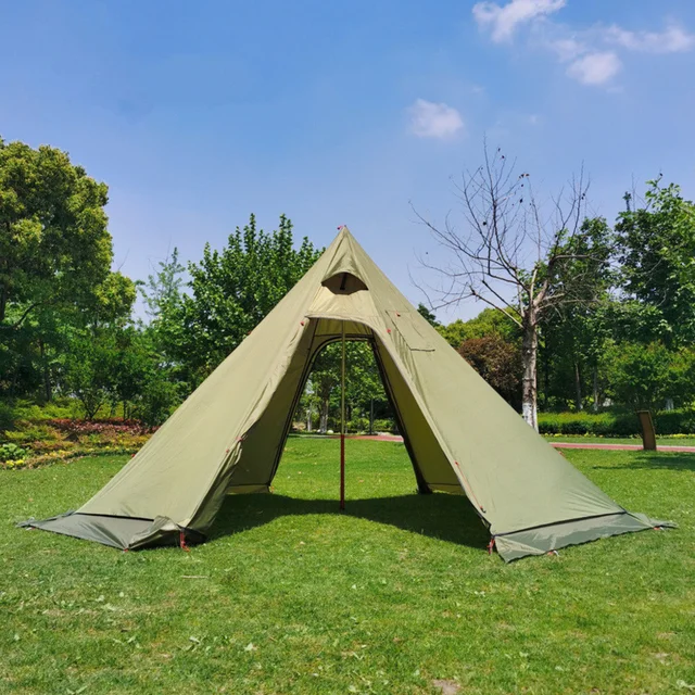 2022 New Pyramid Tent With Snow Skirt Ultralight Outdoor Camping Teepee With A Chimney Hole For Cooking Travel Backpacking Tent 2