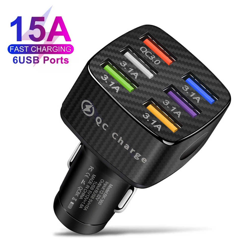 

Автомобильное зарядное устройство с 6 USB-портами, 15 А