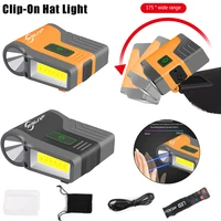 cob led headlamp waterproof sensor headlight camping flashlight rechargeable clip on cap working light power display for sports