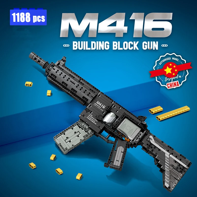 

IN STOCK 1188Pcs City Police Military Weapon Electric M416 Building Blocks Technical WW2 For Assault Rifle Bricks Toys for Kids