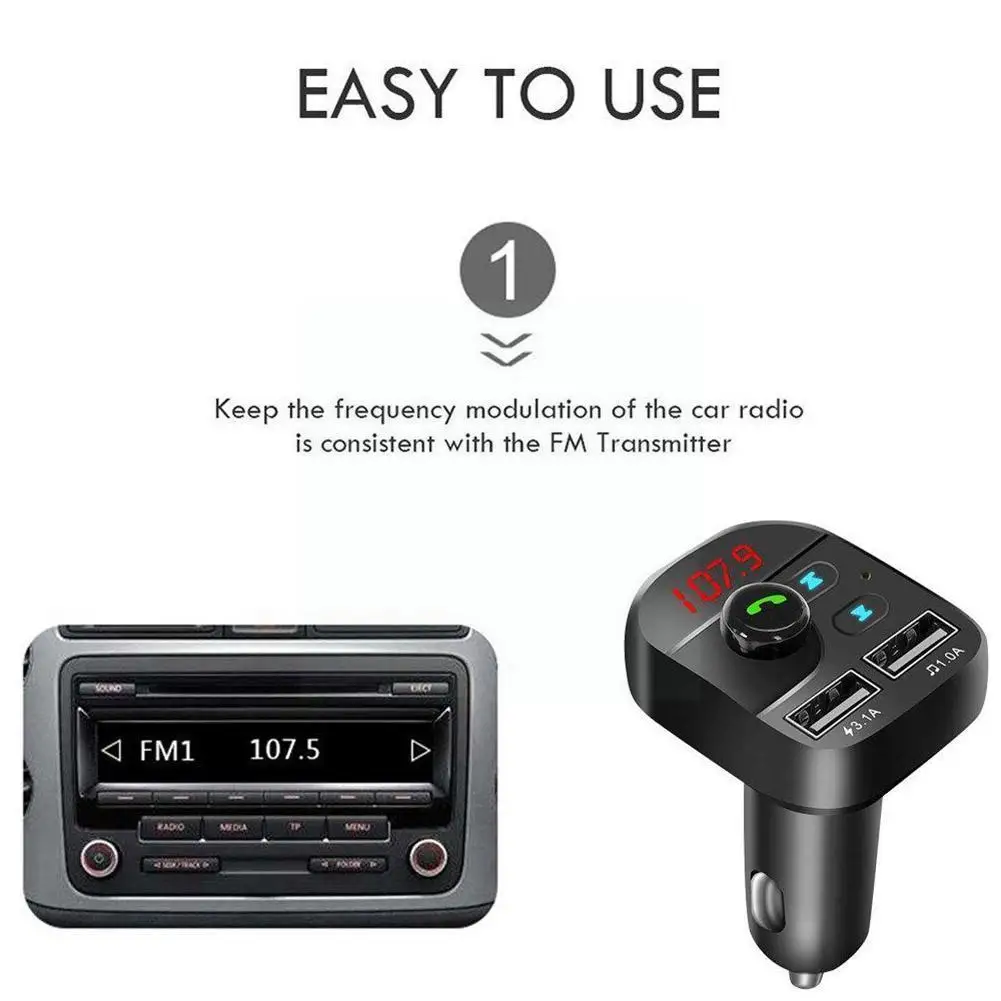 

Car Bluetooth 5.0 Fm Transmitter Wireless Handsfree Auto Audio Accessories Mp3 Receiver Car Fast 3.1a Charger Dual Player U X7z1