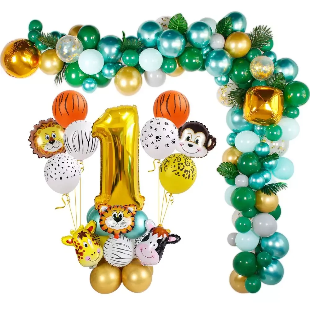 

Jungle Animal Balloon Gold Number Globos Safari Birthday Party Decoration Kids Baby Shower Baloon 1st Birthday Party Decor