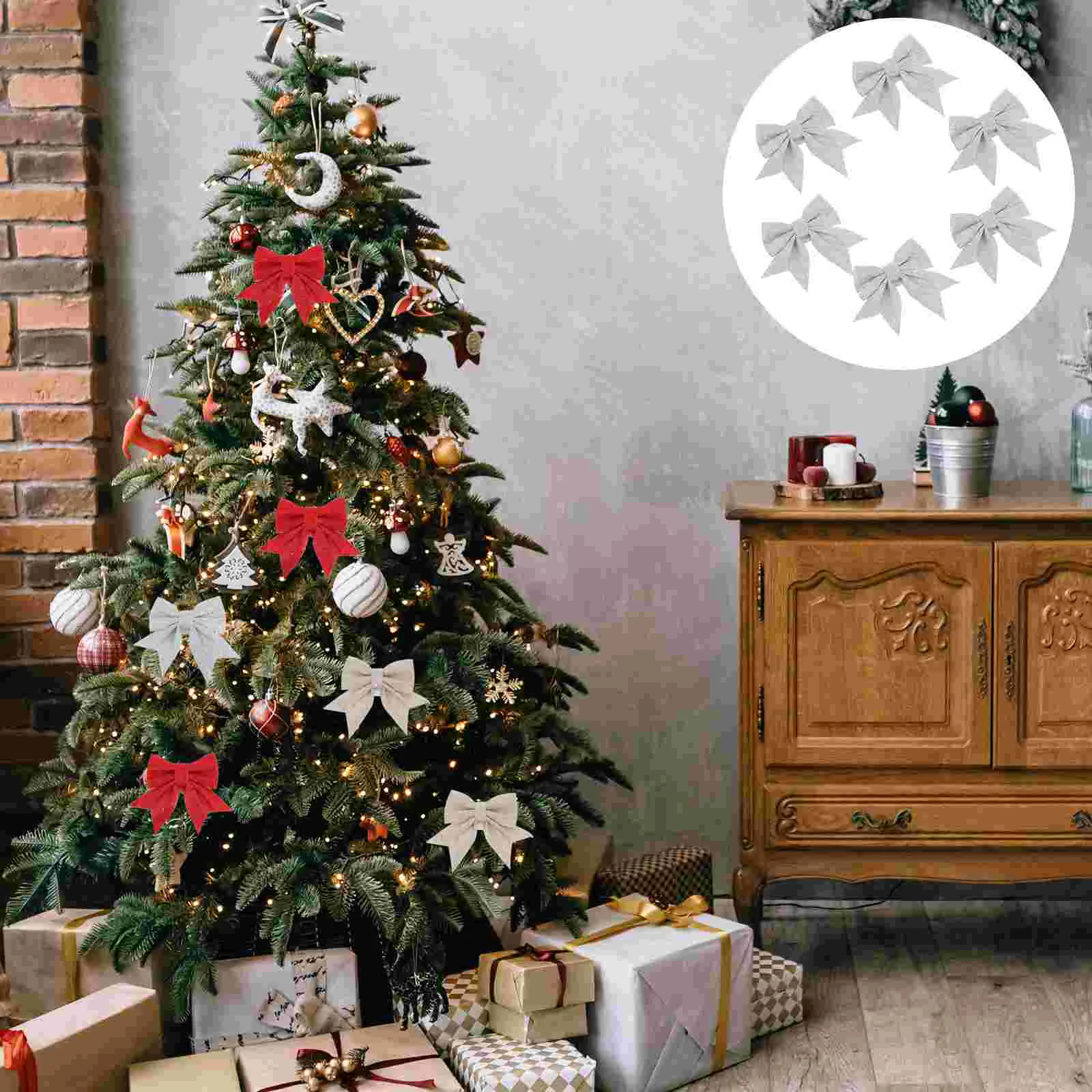 

Christmas Tree Bows Bow Ornamentsfor Red Pendants Decorations Hanging Glitter Wreath Decorative Ribbon Large Big Small