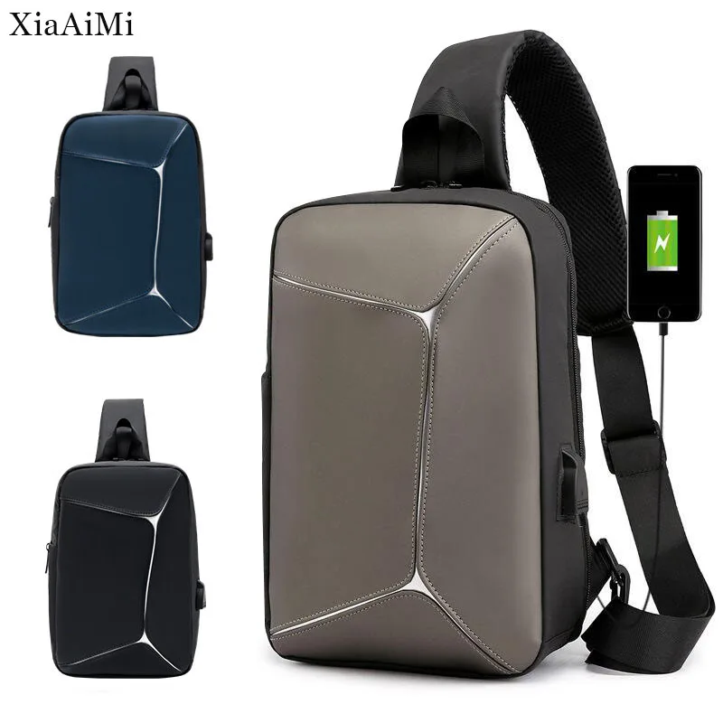 Men'S Chest Bag New Fashion Sports Shoulder Bag Waterproof Outdoor Sports Large Capacity Usb Messenger Bag