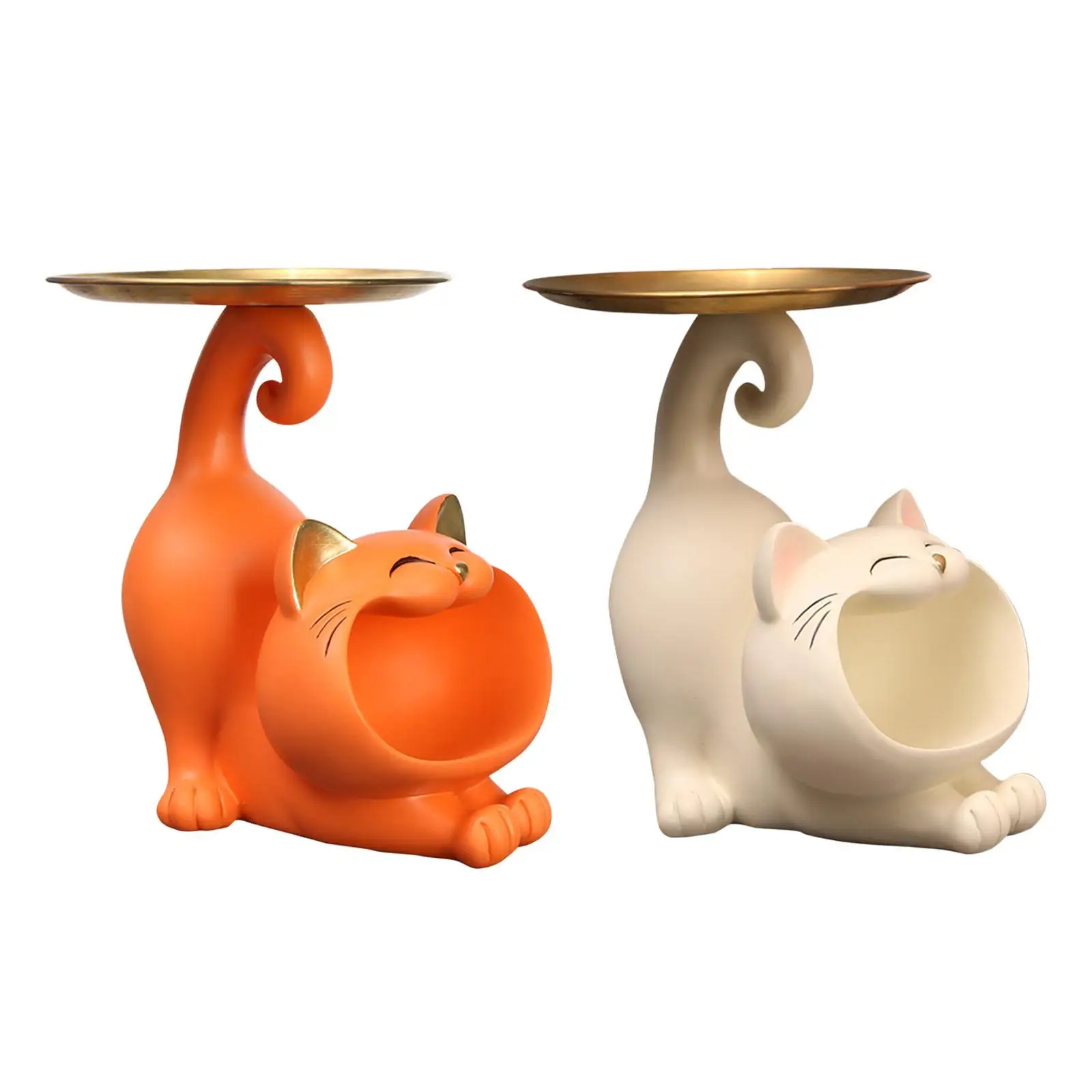 

Cat Statue Keys Holder Resin Figurine Creative Organizer Storage Box for Bedroom Entrance Bar Festivals Living Room