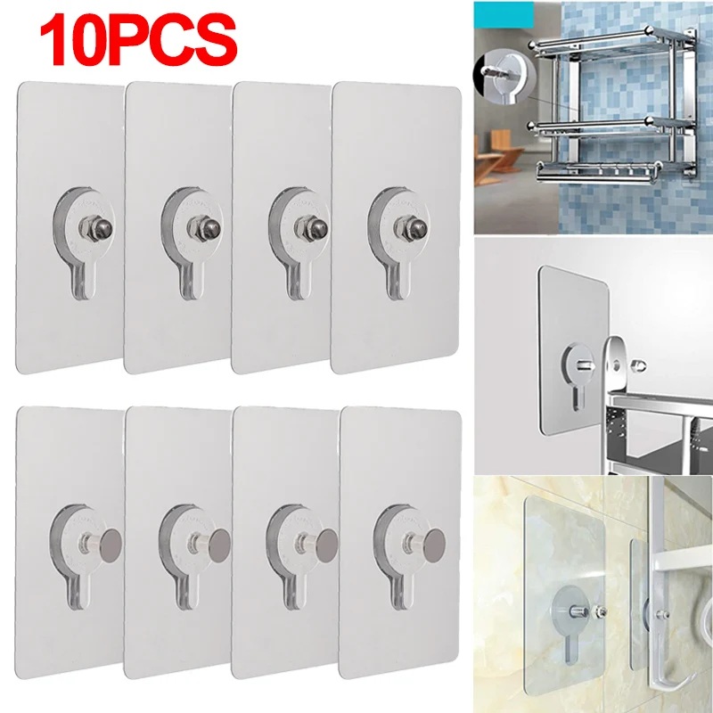 

2/10Pcs Punch-Free Hooks Non-Marking Strong Screw Stickers Wall Hooks Closet Cabinet Shelf Pegs Hangers Kitchen Bathroom Hooks