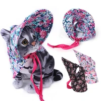 pet cap breathable summer sunhat cute pet floral hat for small medium dogs cats lace up caps pet grooming dress up products