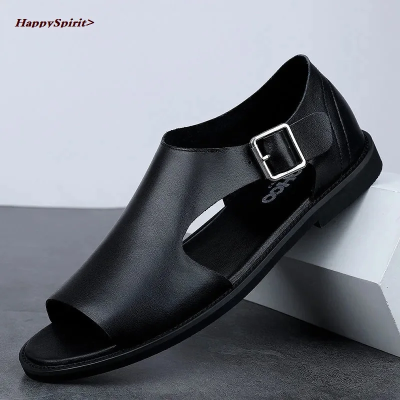 

Men's Sandals New Comfortable Soft Leather Sandals With Soft Sole Leather Sandals Antiskid And Odor Proof Casual Men's Sandals