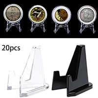 20pcs clear acrylic coin display stand holders small easel rack card commemorative holder easel coin capsule holder support