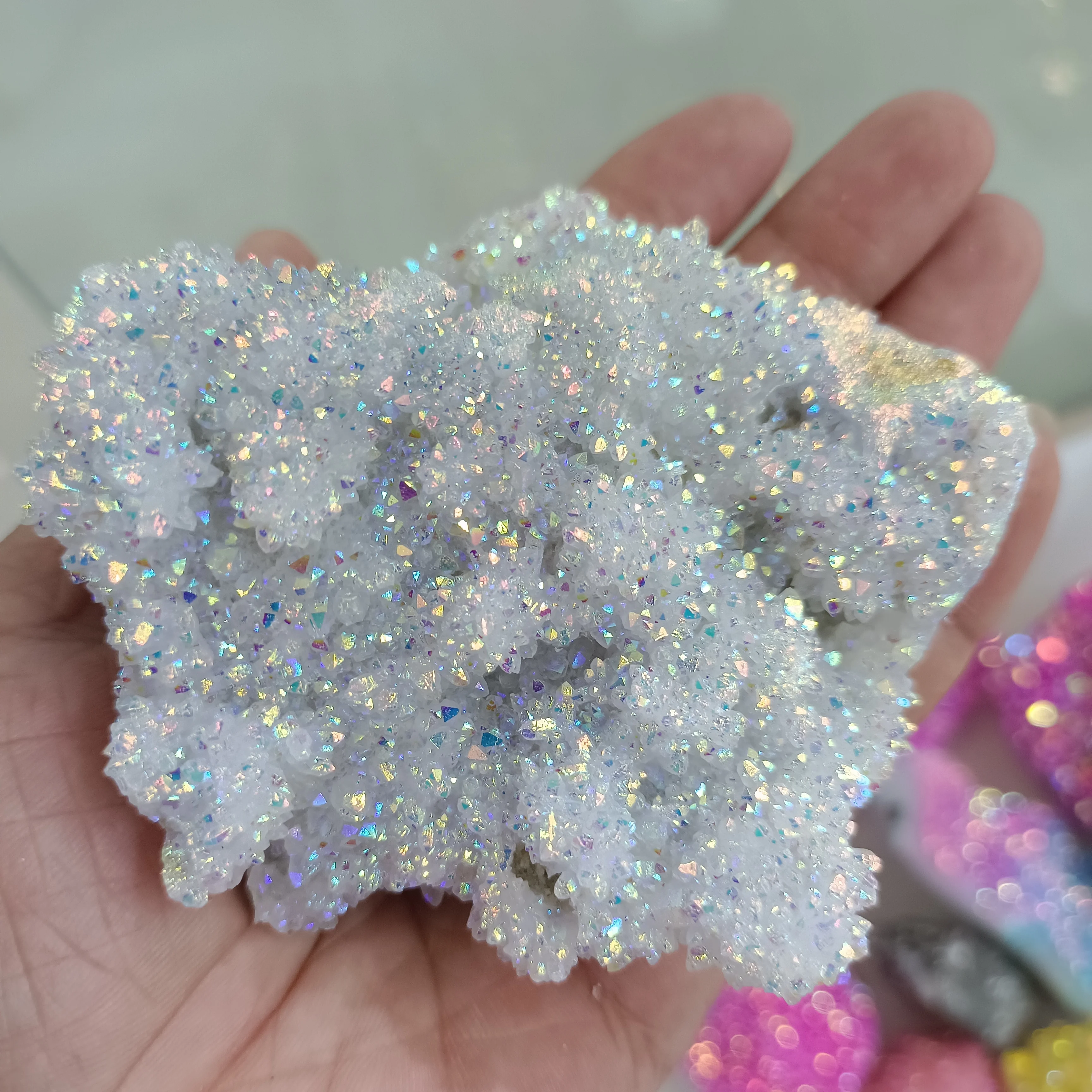 

Natural Crystal Cluster Color Electroplated Stone Degaussing Purification Home Office Decoration Gifts