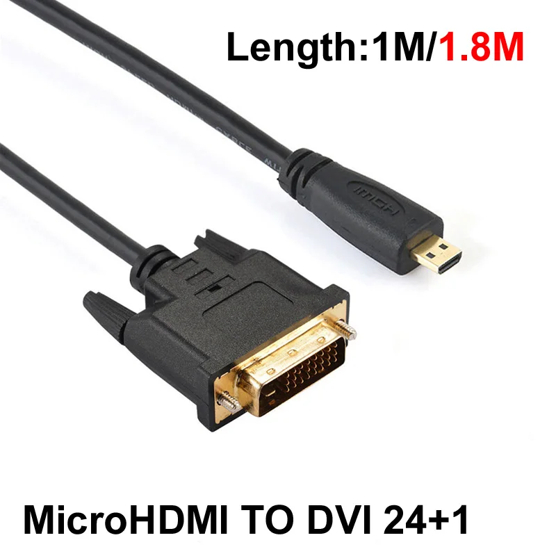 1 м/1,8 м Micro HDTV HDMI MicroHDMI HD к DVI DVI-D 24 + 1Pin АДАПТЕРНЫЕ кабели 3D 1080p для LCD DVD HDTV XBOX PS3 монитор тв