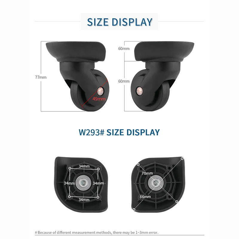 W293 Universal Wheels Trolley Suitcase Business Luggage Universal Wheel Luggage Accessories Repair Shock Absorption Caster