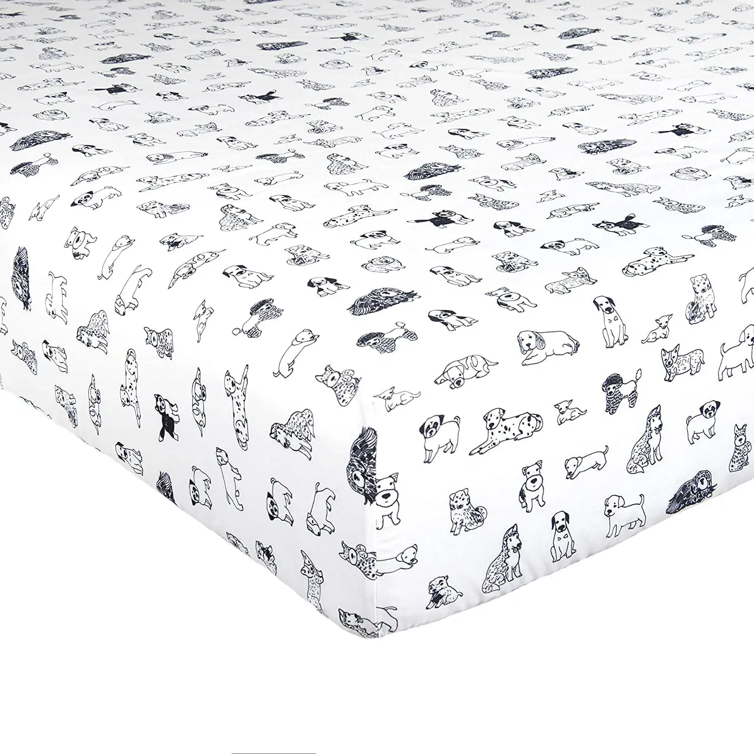 

Sheet Set Dog Sketch Style, Twin Size Fitted Cover Bed Sheet Bedding Sets