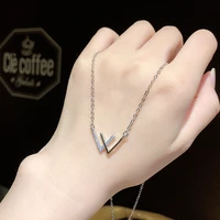 simple letter w pendant necklaces for women sweet trendy titanium steel chain necklace girl necklaces fashion jewelry for women