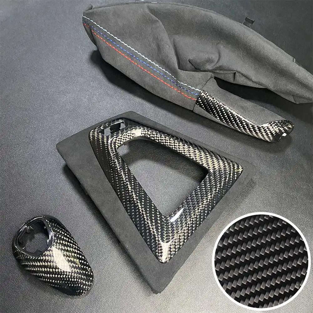 

LHD RHD Genuine Carbon Fiber Replace Gear Knob For BMW M3 M4 F80 F82 F83 Coupe M Performance 2014+ Handbrake Console Panel Cover