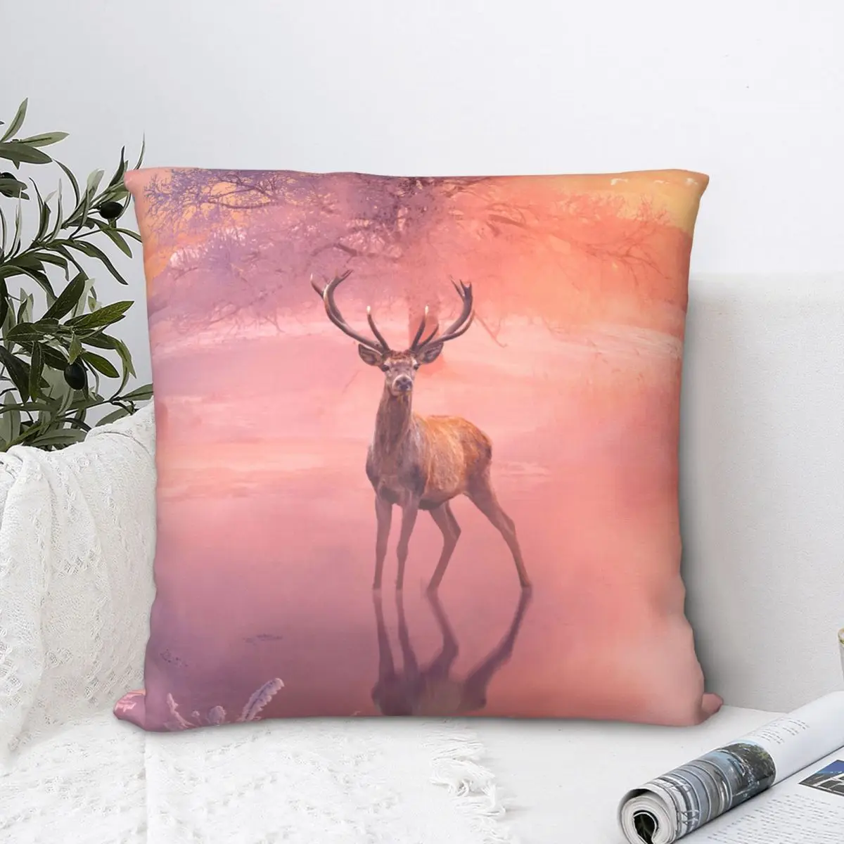 

Pink Deer Polyester Cushion Cover Various Animal Bedroom Garden Decorative Soft Cojines Decorativos