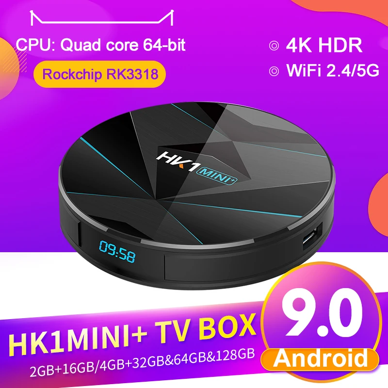 

HK1 MINI+ Android9.0 Smart Iptv Box Rockchip RK3318 Support 2.4G/5.8G Wifi Android Iptv Box 4gb Ram 128gb Rom 4K H.265 HK1 MINI+