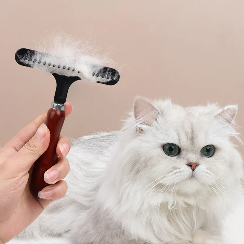 

Pet Hair Remover with Wooden Handle Dog Deshedding Brush Puppy Cat Comb Brushes Kitten Dogs Grooming Shedding Tool Pets Supplies