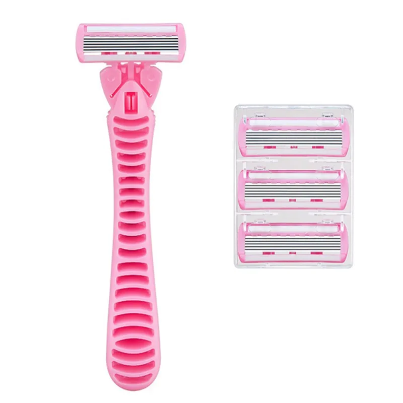 For Women Plus 4 Refills 6-blade Non-slip  Travel Size For Smooth Shave Razors For Women Manual Shaving Razor