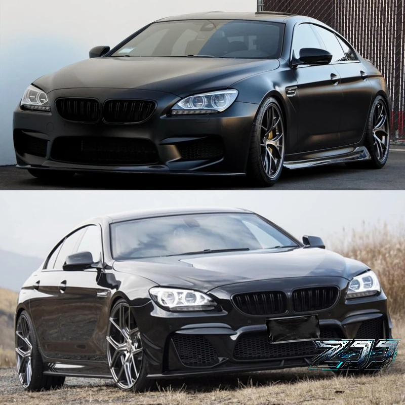 Фото Для BMW 6 серии F06 F12 2012-2017: Передняя решетка бампера, спортивная решетка, двойные решетки с линейным дизайном, глянцевые черные решетки-ноздри для автомобиля №3