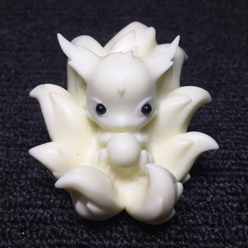 

Natural Phytelephas Macrocarpa Ivory Fruit Laser Carved NineTailed Fox Elf Bodhi Seed Coconut Kung Fu Tea Pet Paperweight Decor