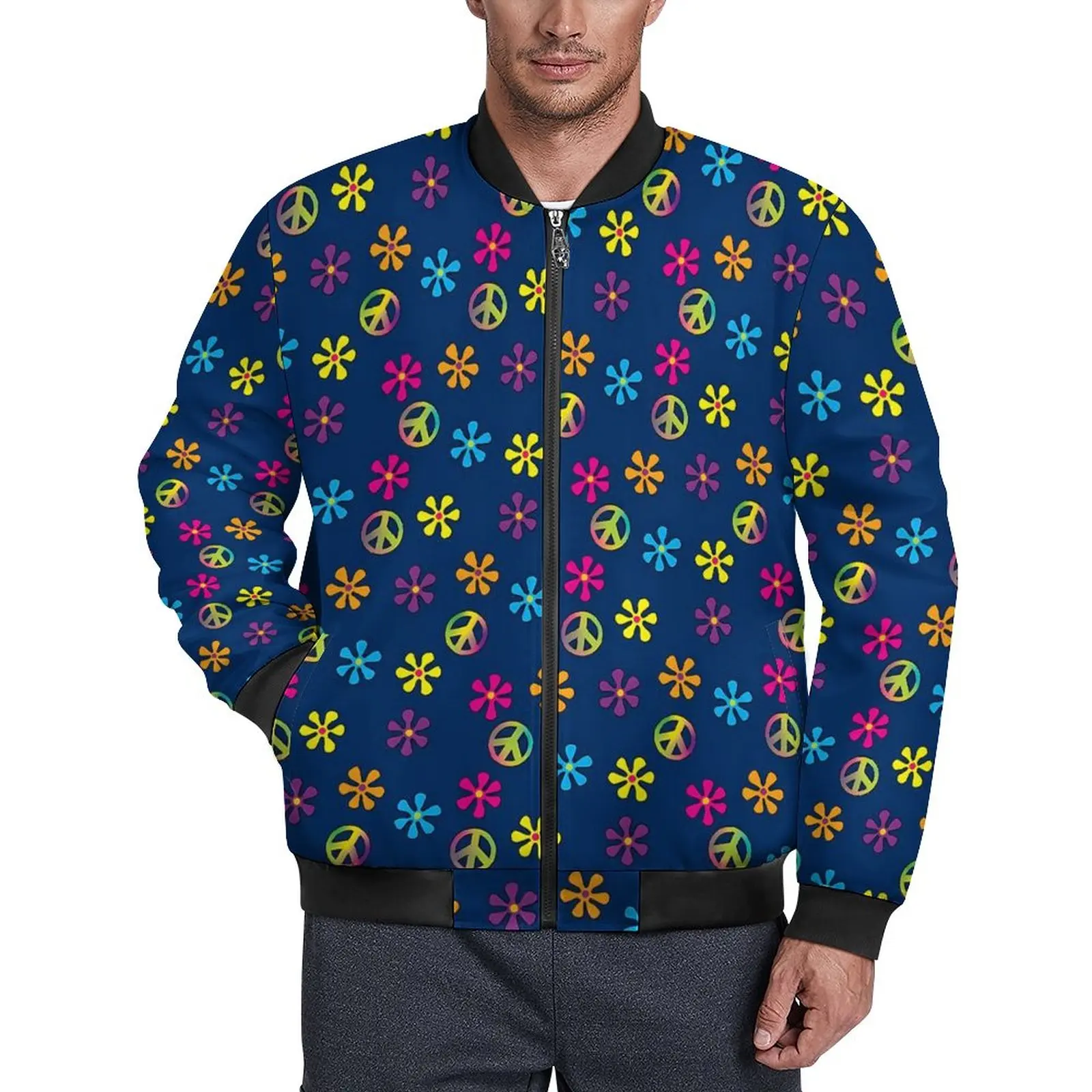 

Женская Осенняя куртка с цветочным принтом, на молнии