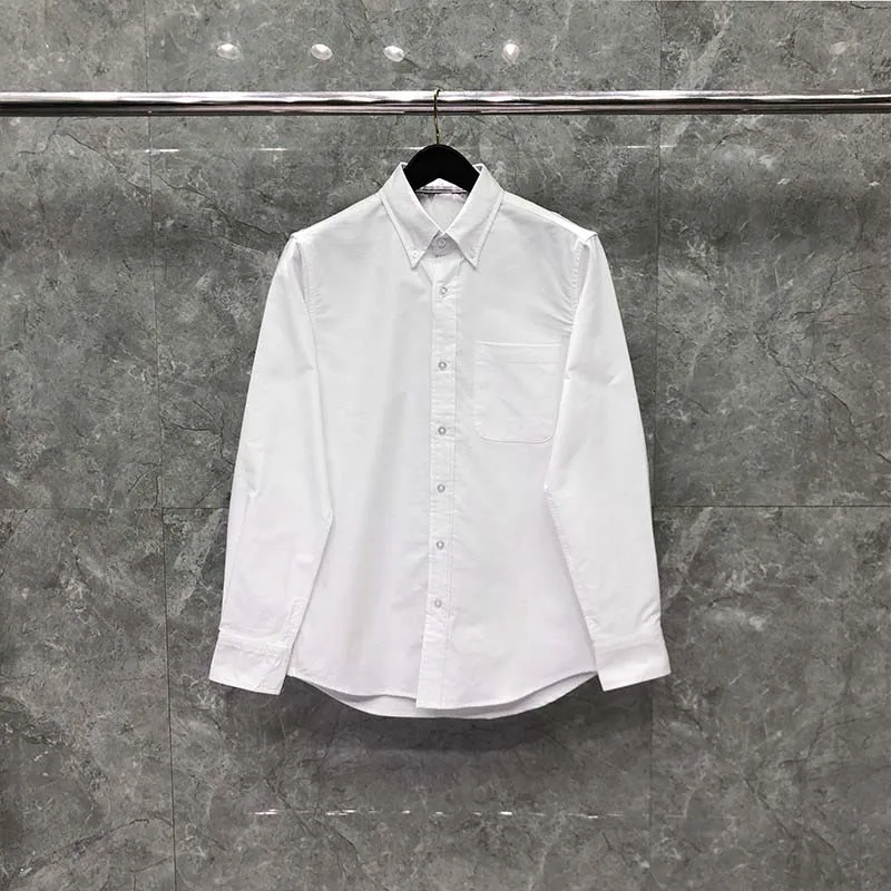 

TB THOM Men's Shirt Clothing Solid White Top Fashion Designs Striped Arms Slim Casual Oxford Cotton Long Sleeve Women's Shirts