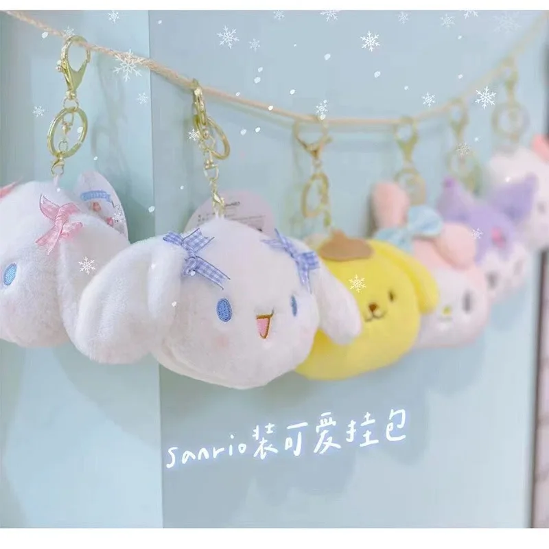 

Sanrio Kawaii HelloKitty Kuromi Mymelody Cinnamoroll Pompom Purin Anime Character Plush Coin Purse Keychain Coin Gift Organizer