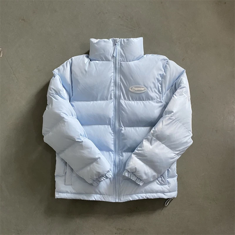 

Trapstar Men's Sportswear Hyperdrive Puffer Jacket Ice Blue Top Quality Cotton Women Winter Warm Hooded Coat High Street Jacket