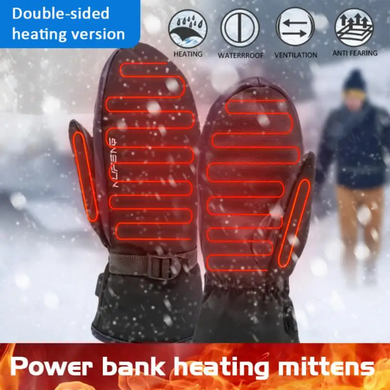 

Перчатки с подогревом пальцев, водонепроницаемые ветрозащитные перчатки с электрическим подогревом для сенсорных экранов, зимние теплые термоперчатки для катания на лыжах