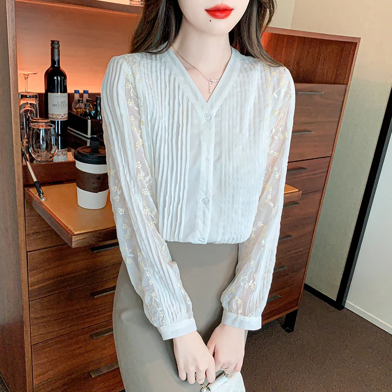 

Новое поступление, женская блуза, Модная стильная и универсальная женская рубашка с пуговицами спереди, идеально подходит для умного повседневного образа