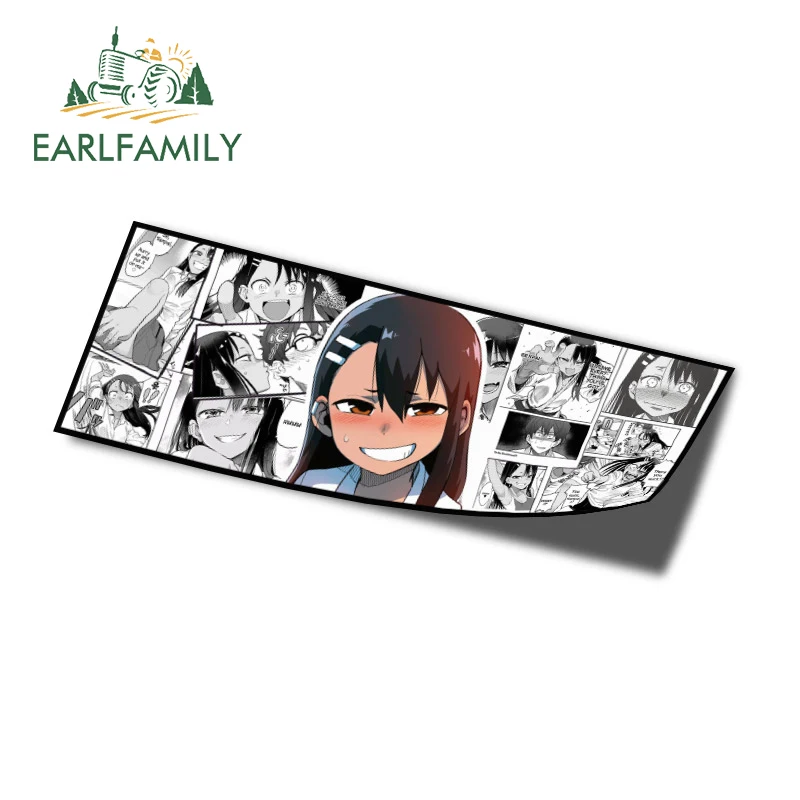EARLFAMILY, 13 см x 4,9 см, для Ijiranaide Nagatoro San, автонаклейки, граффити, виниловая наклейка на автомобиль, мотоцикл, забавный RV JDM