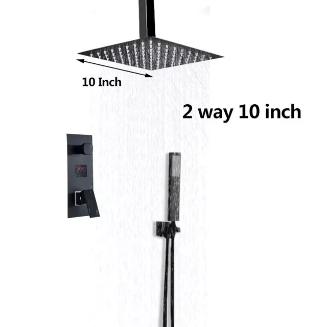 

Bath Matte Blacked Concealed Shower Faucet Set Ultrathin shower Head 2way/3ways Mixer Hot Cold Shower System Ceiling Mount