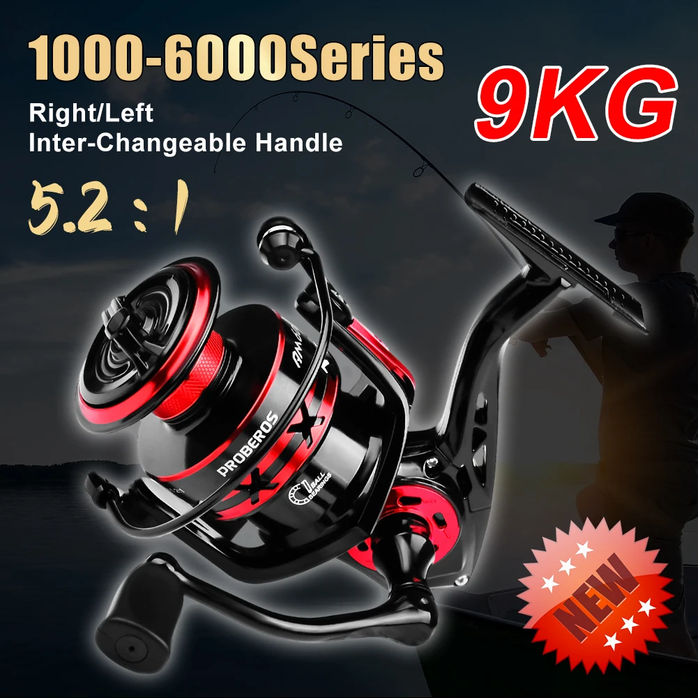 

Spinning Reel 1000-6000Series Metal Spool Fishing Reel 9KG Max Drag 5.2:1 Spinning Wheel Carp Saltwater Fishing Reel Accessories